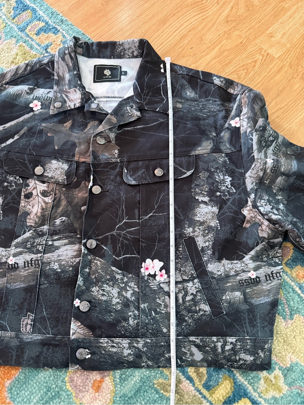 Darc Sport Starry Blossom Woodland Camo Denim Jacket — Size L (Oversized) Sample - Picture 12 of 13